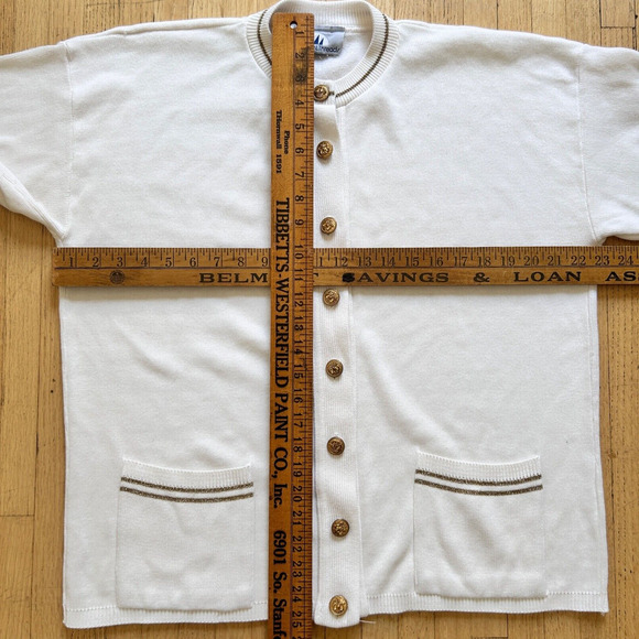 Bay Point Vintage Preppy Cardigan White Sweater Womens XL Tennis Prep - Picture 8 of 8